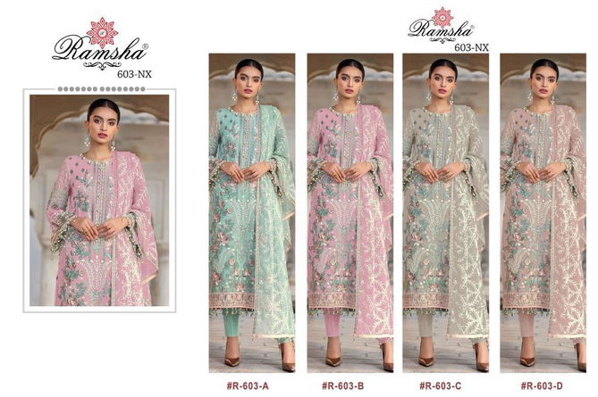 Ramsha R 603 Nx Georgette Pakistani Salwar Suits Catalog
